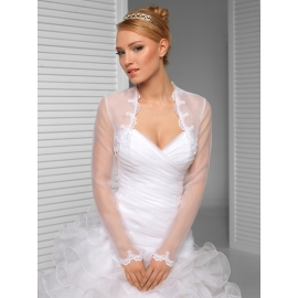 Bolero i organza med spets - långa ärmar