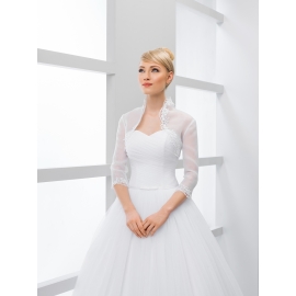 Brud bolero i organza och spets - 2/3 ärmar