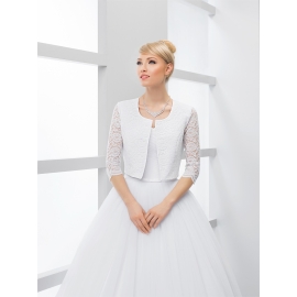 Brudbolero i satin och spets - 2/3 ärmar