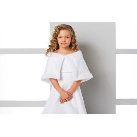 Cape i satin och päls för flicka första nattvarden