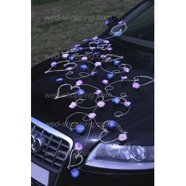 Bil till bröllop violett-blå daisy