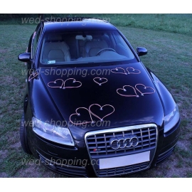 Rosa hjärtan till bröllopsbil