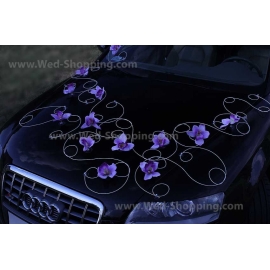 Bilpynt till bröllop lila orkidéer