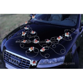 Bilpynt till bröllopsbil gula orkidéer