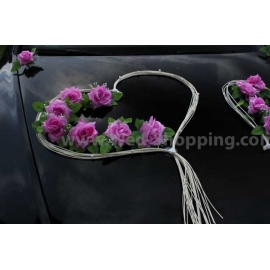 Dekoration bill bröllop hjärta mauve rosor