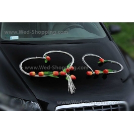 Bil buketter bröllop Orange-gula tulpaner konstgjorda blommor