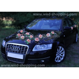 Pynt till bröllopsbil Salmon rosor
