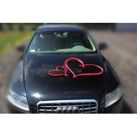 Röda rottinghjärtan för bröllop bil dekoration