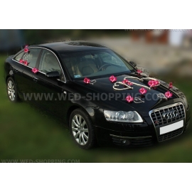 Pynt bröllopsbil hjärta mörk rosa orkidéer