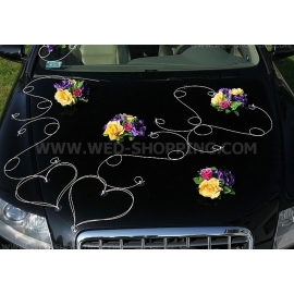 Violett-gul-vinröd rosor Bildekoration till bröllop