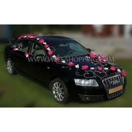 Bröllop bil dekoration Kit - rosa Dahlias och vit Orchids