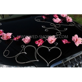 Bröllop bil dekoration rosa magnolior och Orchids