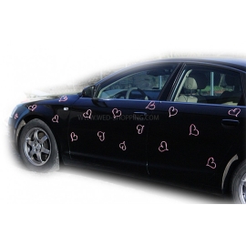 Rosa hjärtan till bröllopsbil