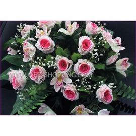 Bröllop bil bukett rosor och orkidéer - Pink