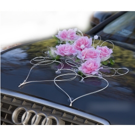 Dekoration till Bröllopsbil Blommor i rosa - rotting hjärtan Dekoration till Bröllopsbil Blommor i rosa - rotting hjärtan