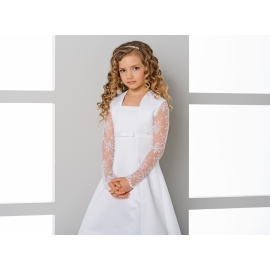 Långärmad Bolero av satin och spets manches första kommunion