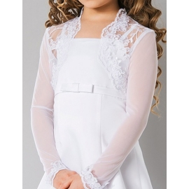 Vit Blomma Flicka Jacka Spets Tyll