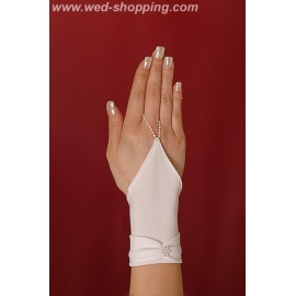 Korta brudhandskar med pärlor blomma eller pärlknapp