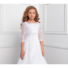 Spetsbolero för flicka med Snörning i ryggen vit / ivory