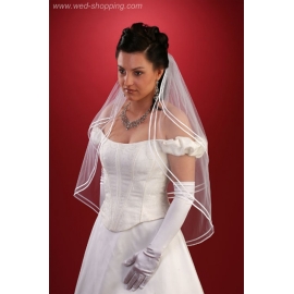 Brudslöja 80 cm med  dubbel kantband