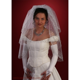 Brudslöja 90 cm med brodyr - vit