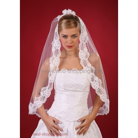 Brudslöja 80 cm med  spets