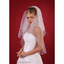 Brudslöja lång 80 cm med pärlor