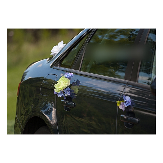 Bildekoration bröllop Blommor i lila och blått - rotting