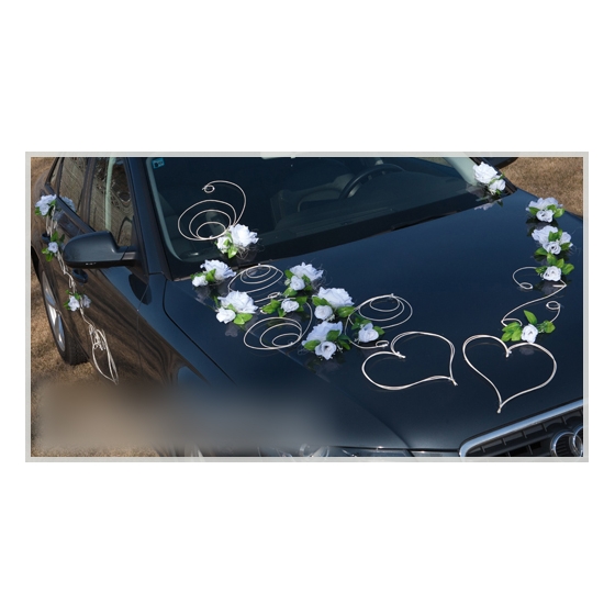 Bildekoration till bröllop Vit Rosor Hjärtan i rotting