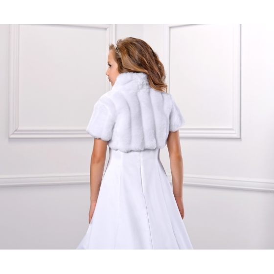 Bolero i Fuskpäls med korta ärmar och Krage