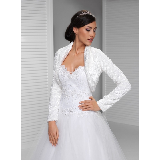 Bolero i präglad sammet långärmad Vit Ivory