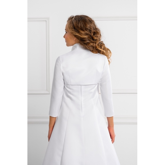 Bolero i satin med 2/3 ärmar och krag för flicka vit / ivory / vart