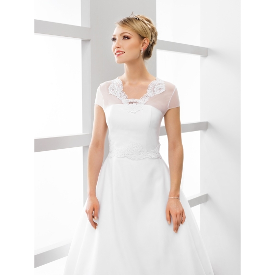 Brud bolero i tyll med spets  - korta ärmar