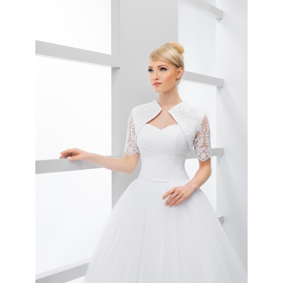 Brudbolero i satin och spets - 1/2 ärmar