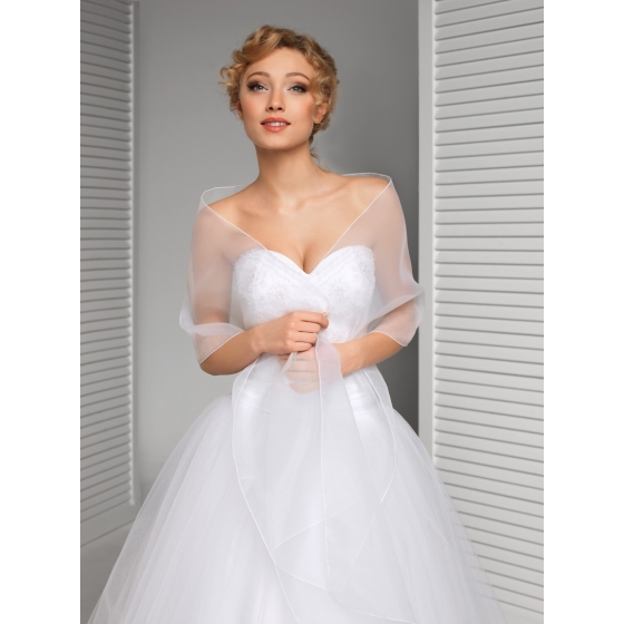 Brudsjal i organza Vit Ivory