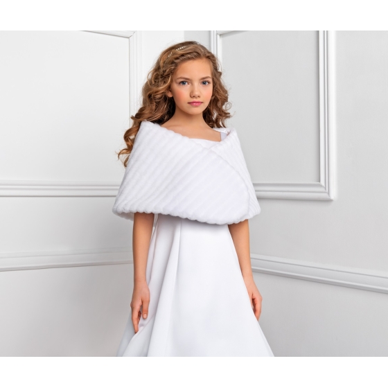 Cape av fuskpäls Flicka Kommunion