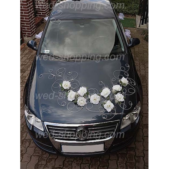 Bildekoration till bröllop 12 hjärta vita rosor