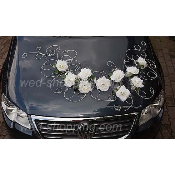 Bildekoration till bröllop 12 hjärta vita rosor