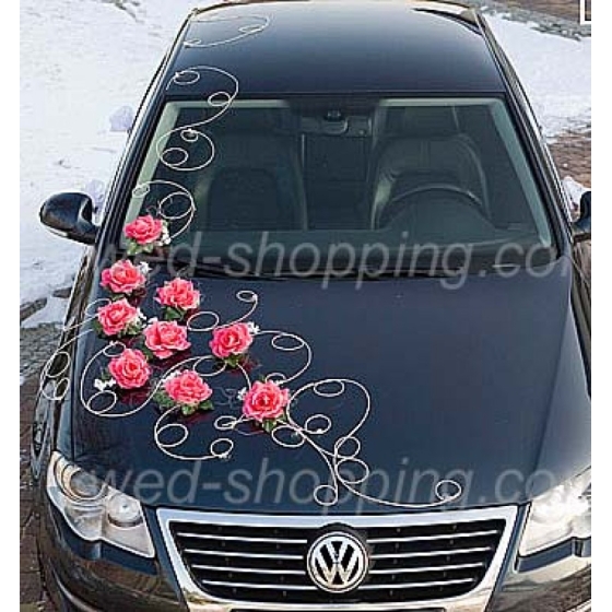 Bildekoration till bröllop 12 hjärta vita rosor