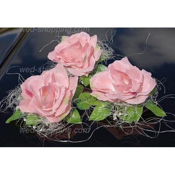 Bildekoration till bröllop 12 hjärta rosa rosor