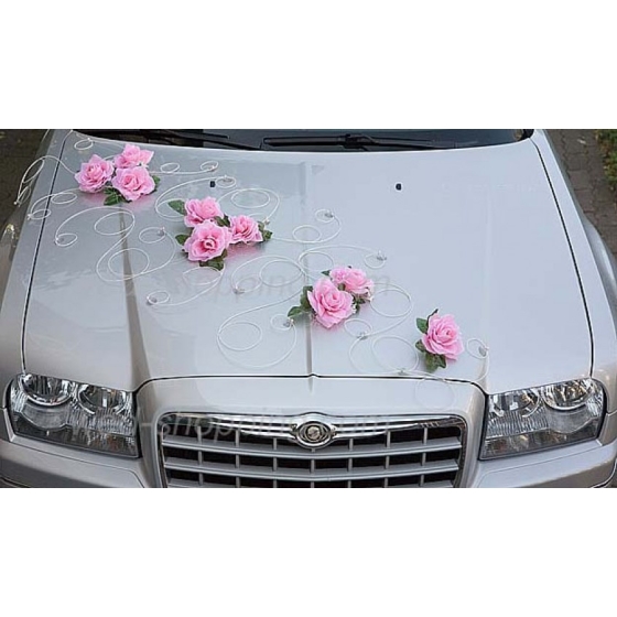 Bildekoration till bröllop 12 hjärta rosa rosor