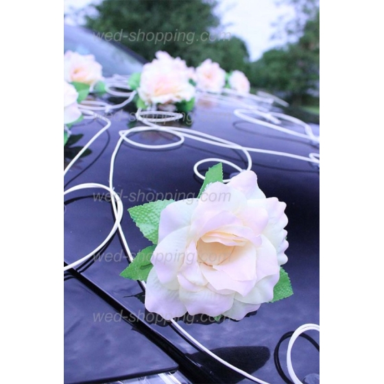 Dekoration till bil till bröllop LEMON rosor och hjärta