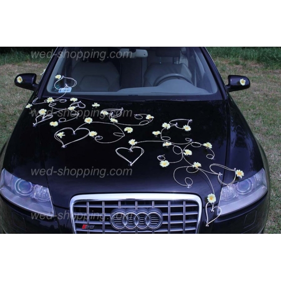 Bil till bröllop gula prästkragar