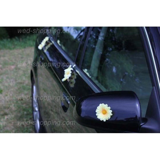 Bil till bröllop gula prästkragar