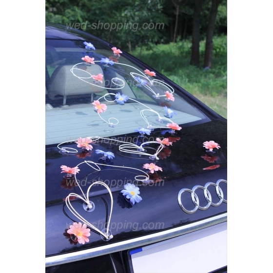 Bil till bröllop violett-blå daisy