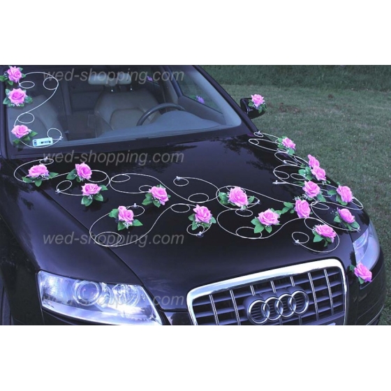 Dekoration till bröllopsbil Mauve blommor