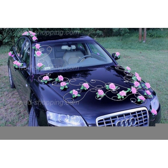 Dekoration till bröllopsbil Mauve blommor