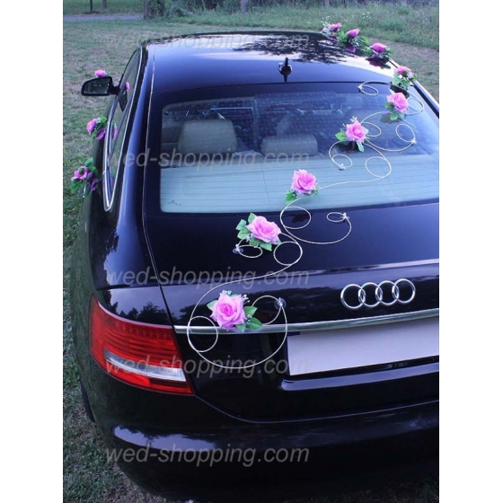 Dekoration till bröllopsbil Mauve blommor