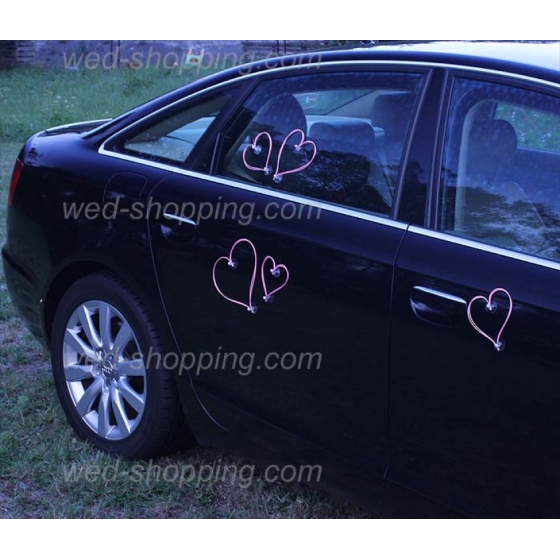 Rosa hjärtan till bröllopsbil