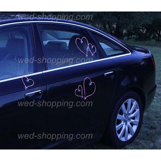 Rosa hjärtan till bröllopsbil
